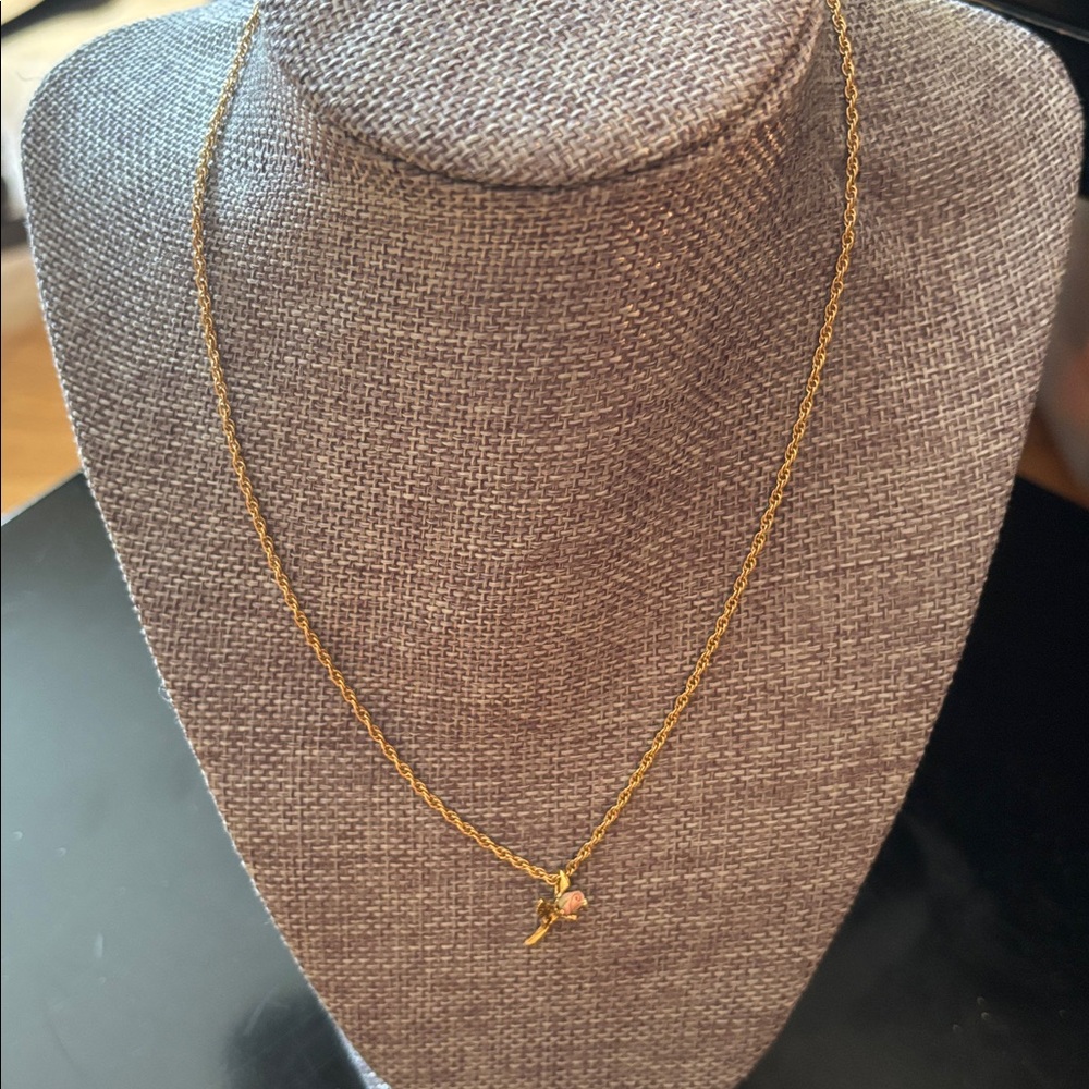 Gold Necklace with Rose Pendant 🌹